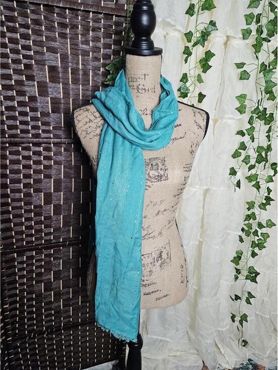 Accessories - Teal Sparkly Scarf Shimmer Lightweight Fairycore Mermaid Boho